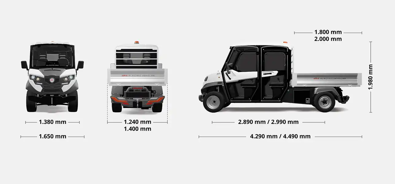 Veicoli elettrici ATX ED Doppia cabina - Dimensioni