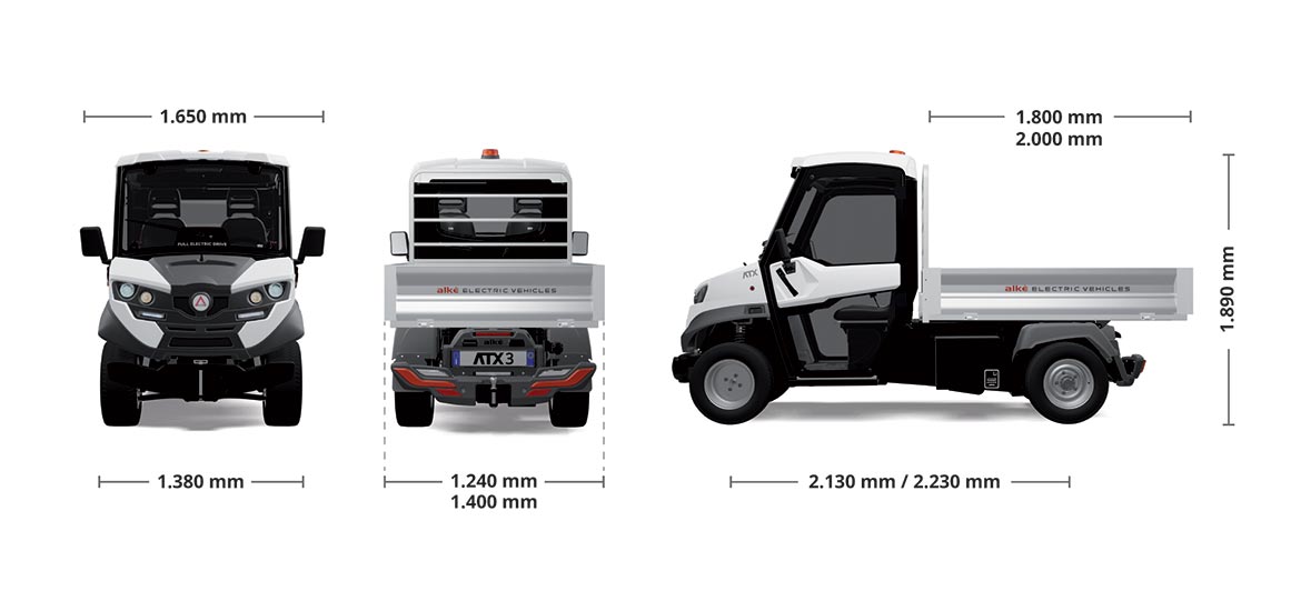 dimensioni veicoli elettrici alke atx340e