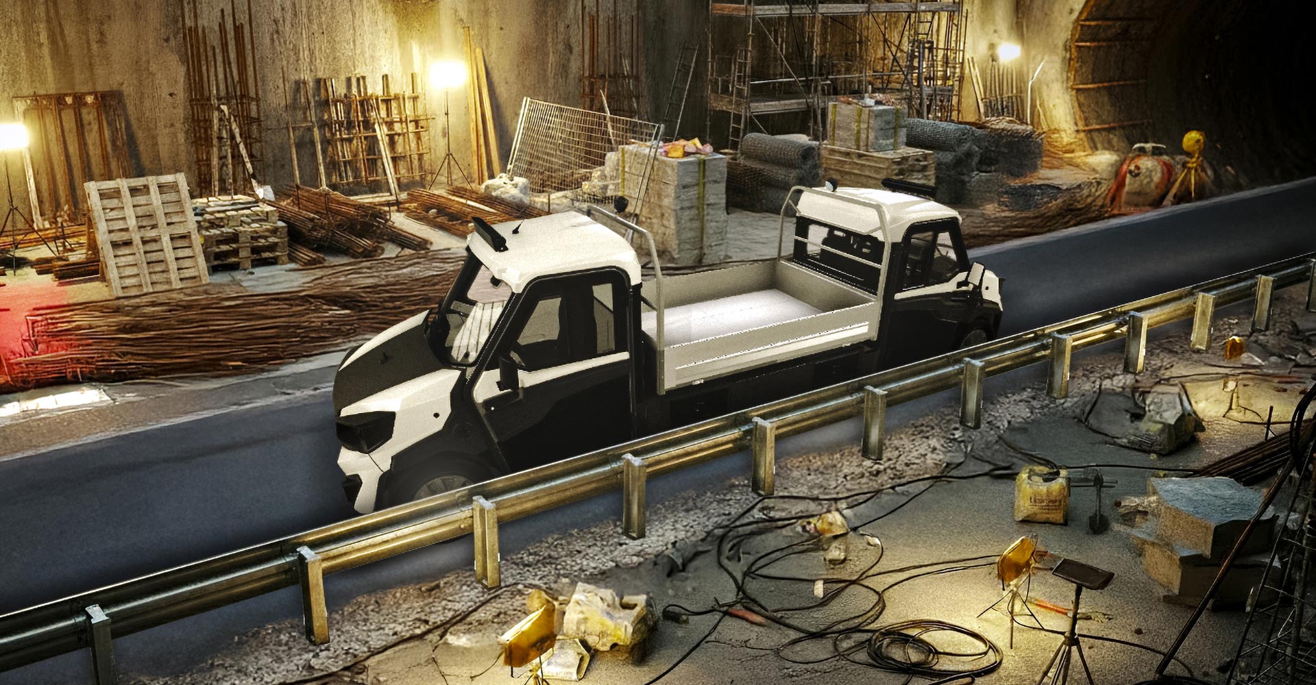 Veicolo per tunnel e gallerie a due cabine